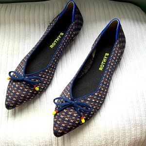 Rothy’s blue/ brown/green/gold pointed toe flats. NBW